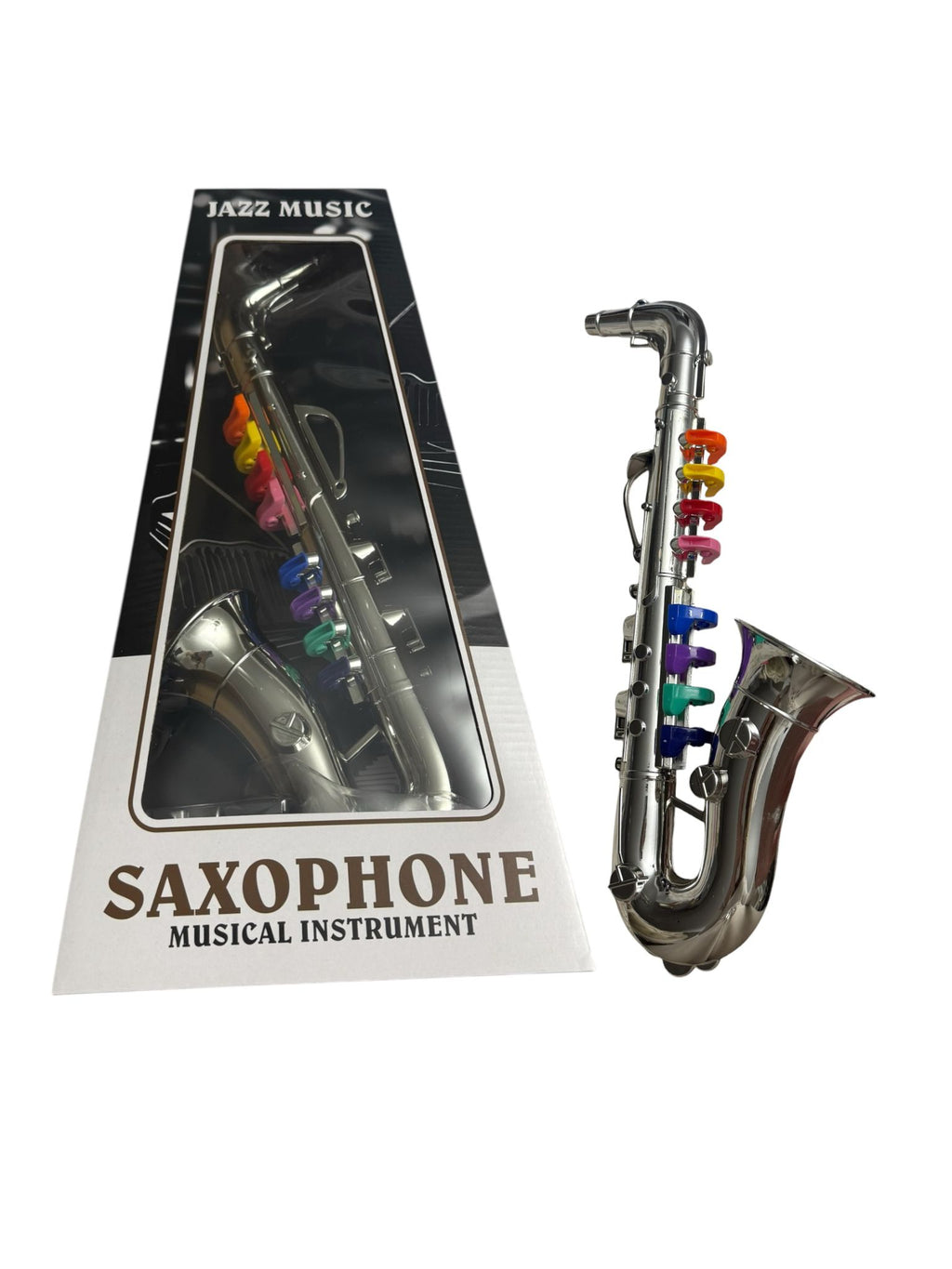 Saxofon jucărie copii, instrument muzical educativ, cu taste interactive colorate, 3+ ani