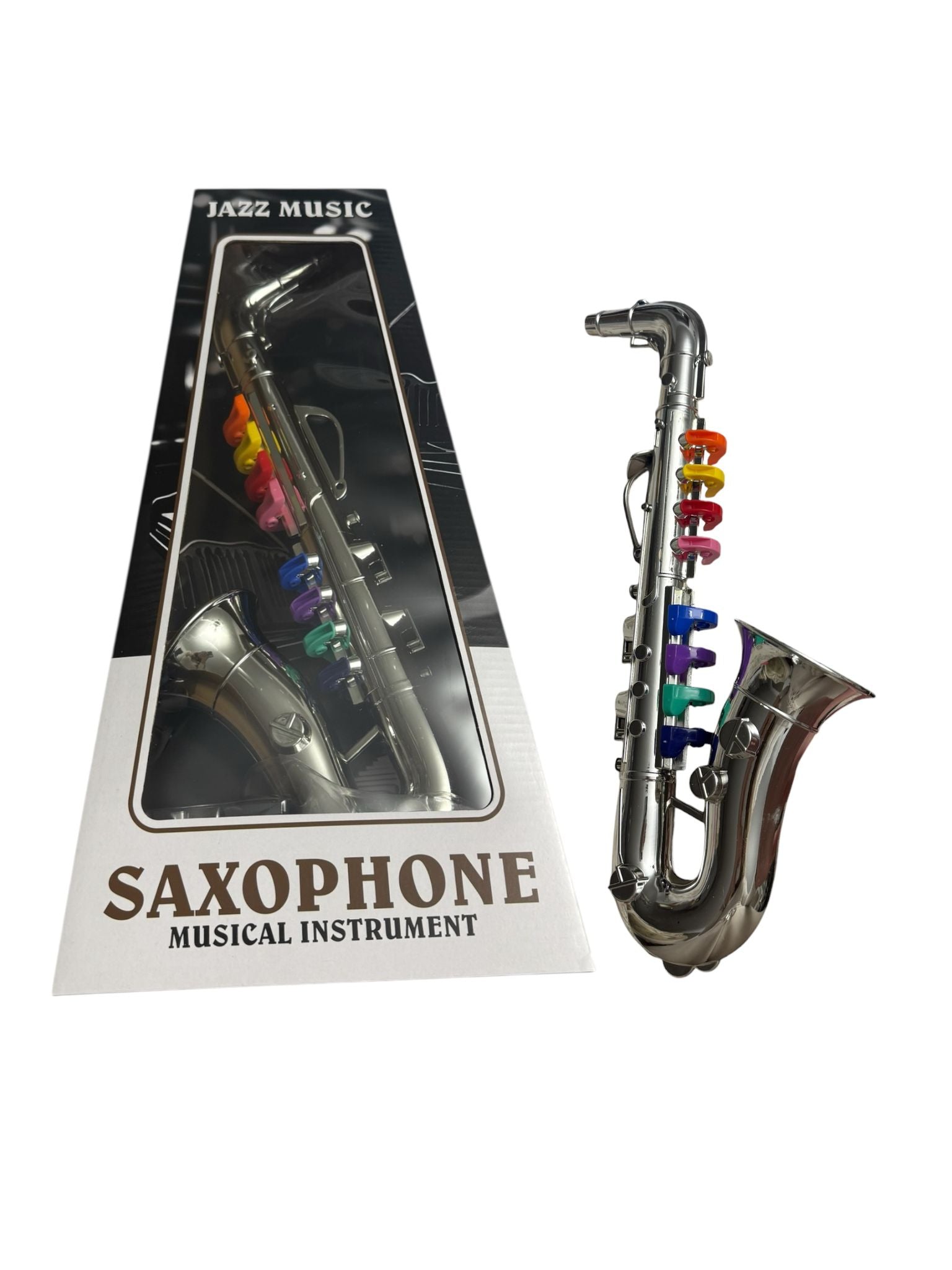 Saxofon jucărie copii, instrument muzical educativ, cu taste interactive colorate, 3+ ani