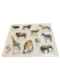 Puzzle magnetic din lemn animale, tăbliță educativă copii, joc de asociere și învățare, Montessori, 3+ ani