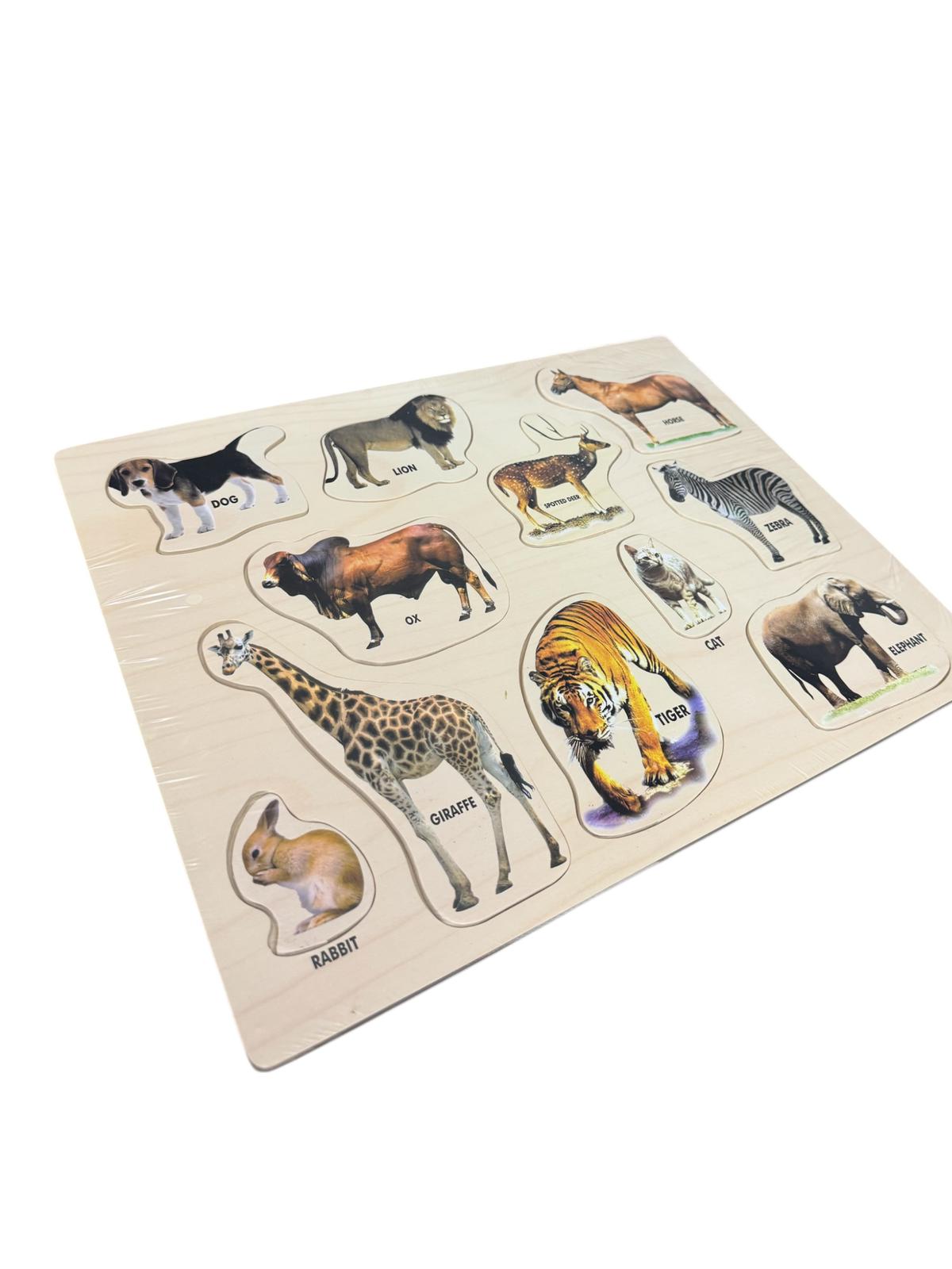 Puzzle magnetic din lemn animale, tăbliță educativă copii, joc de asociere și învățare, Montessori, 3+ ani