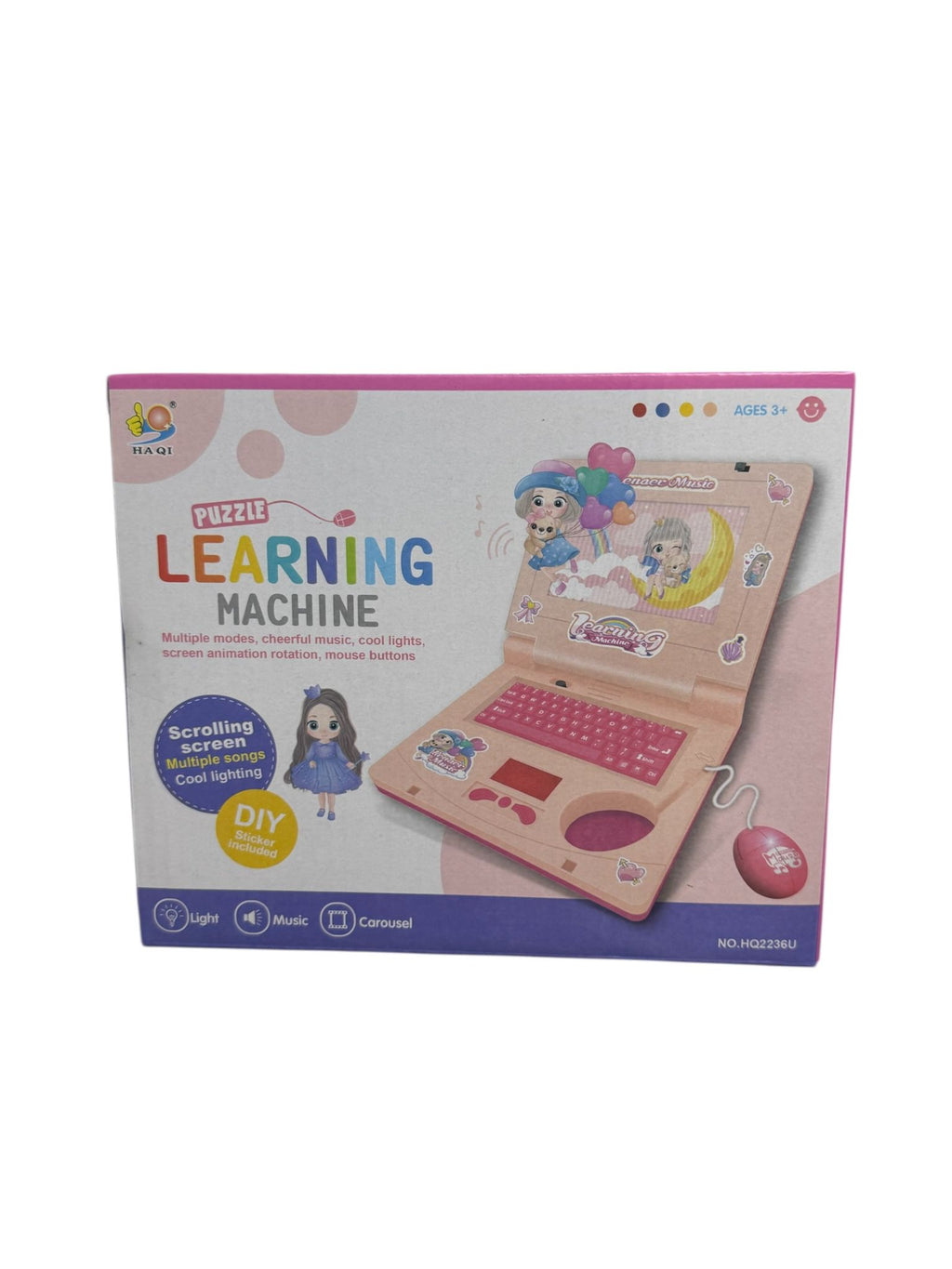 Set Cadou interactiv pentru copii – Telefon Learning Phone + Laptop educativ cu tastatură și mouse, Roz, 3+ ani