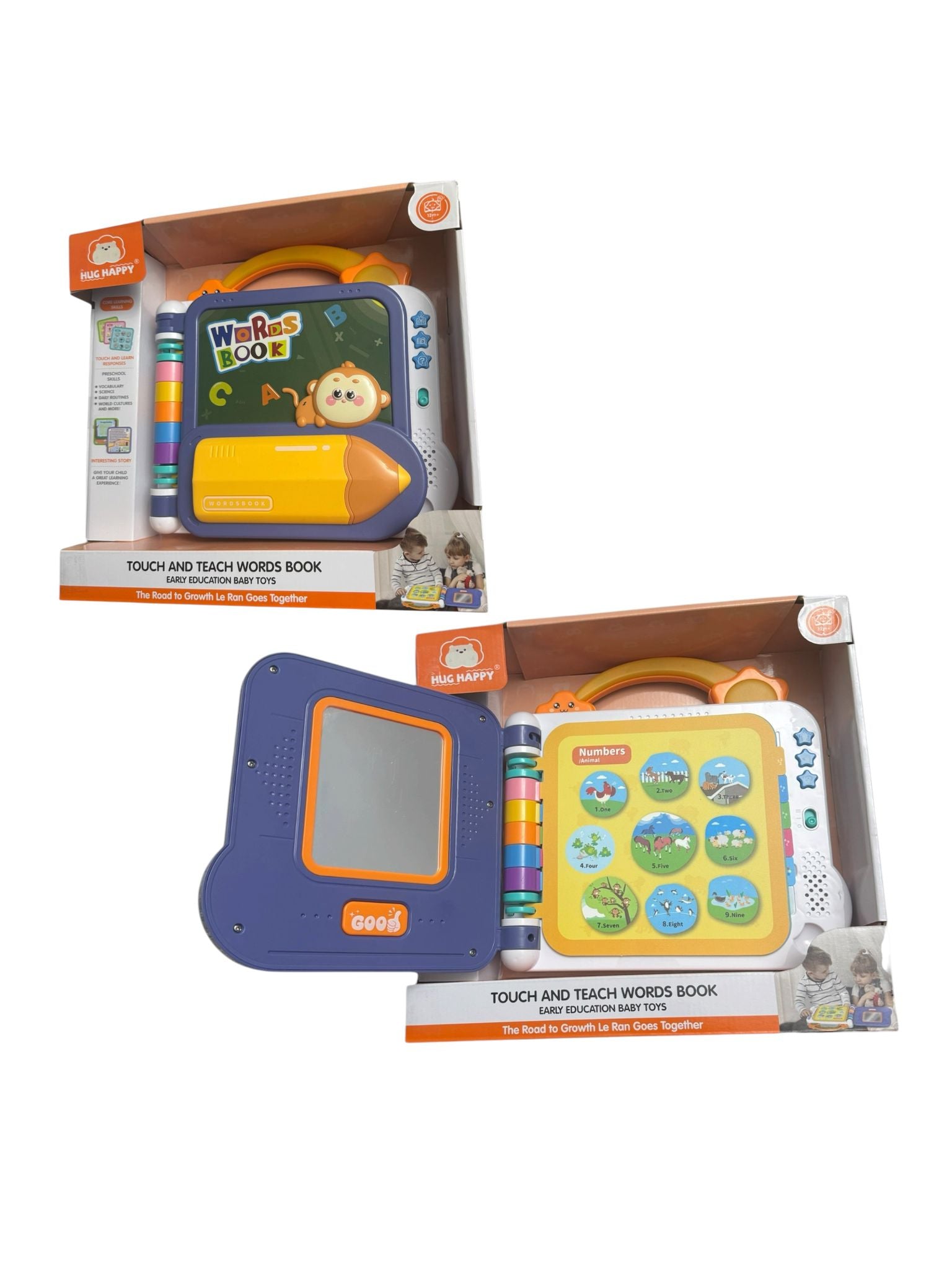 Carte interactivă educativă pentru copii, învățare limba engleză, cu sunete și melodii, 12M+