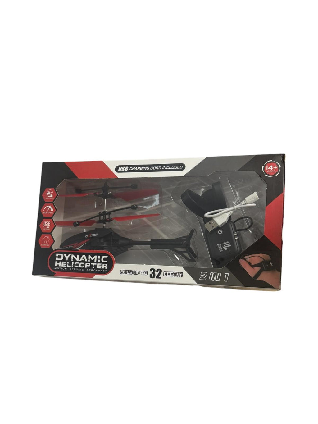 Elicopter zburător cu senzor de mișcare și telecomandă, dinamic 2 în 1, jucărie interactivă USB, 14+ ani