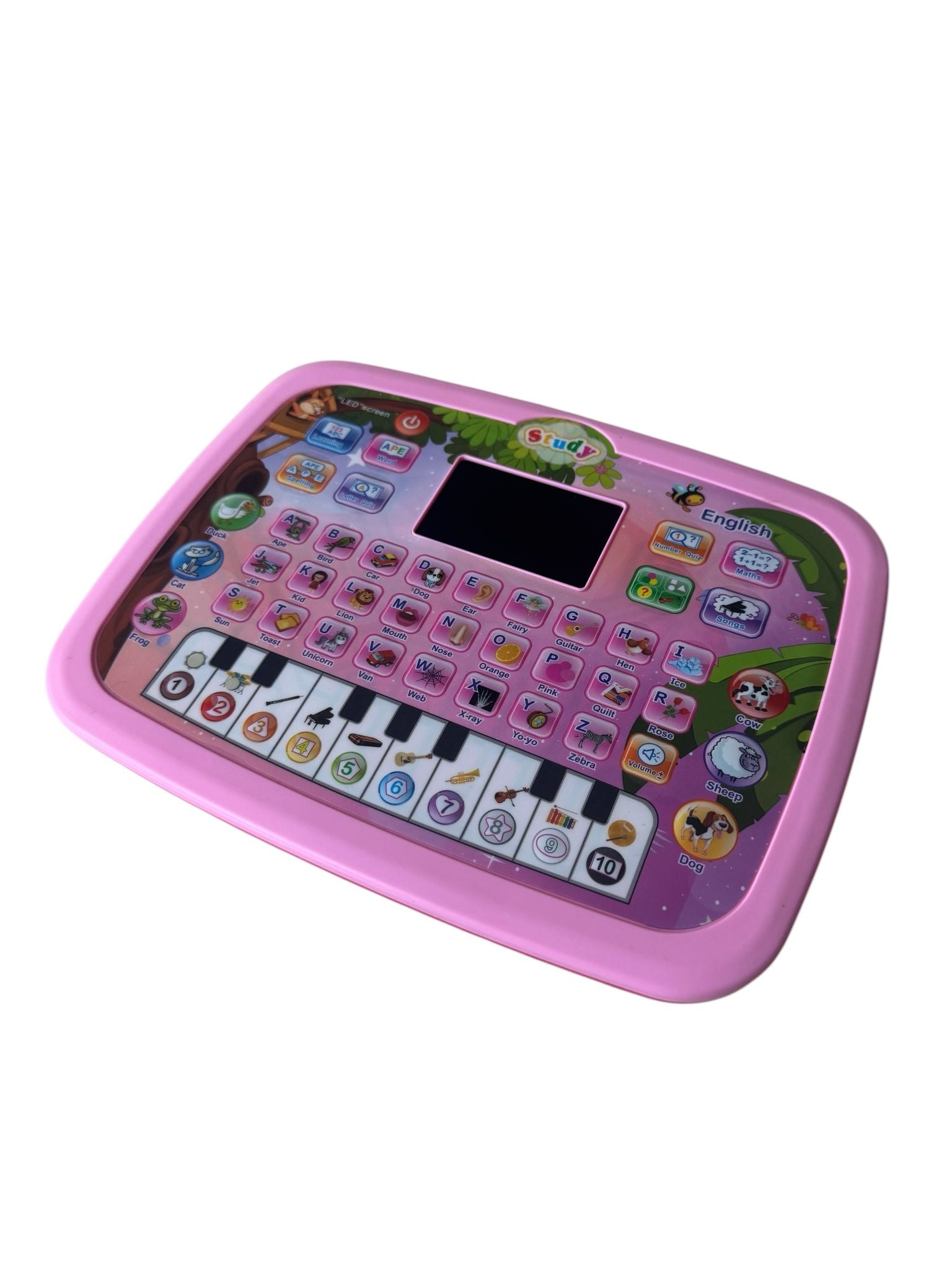Tabletă educativă interactivă pentru copii, Educational Computer, 8 moduri de învățare, LED, pian și sunete, Roz