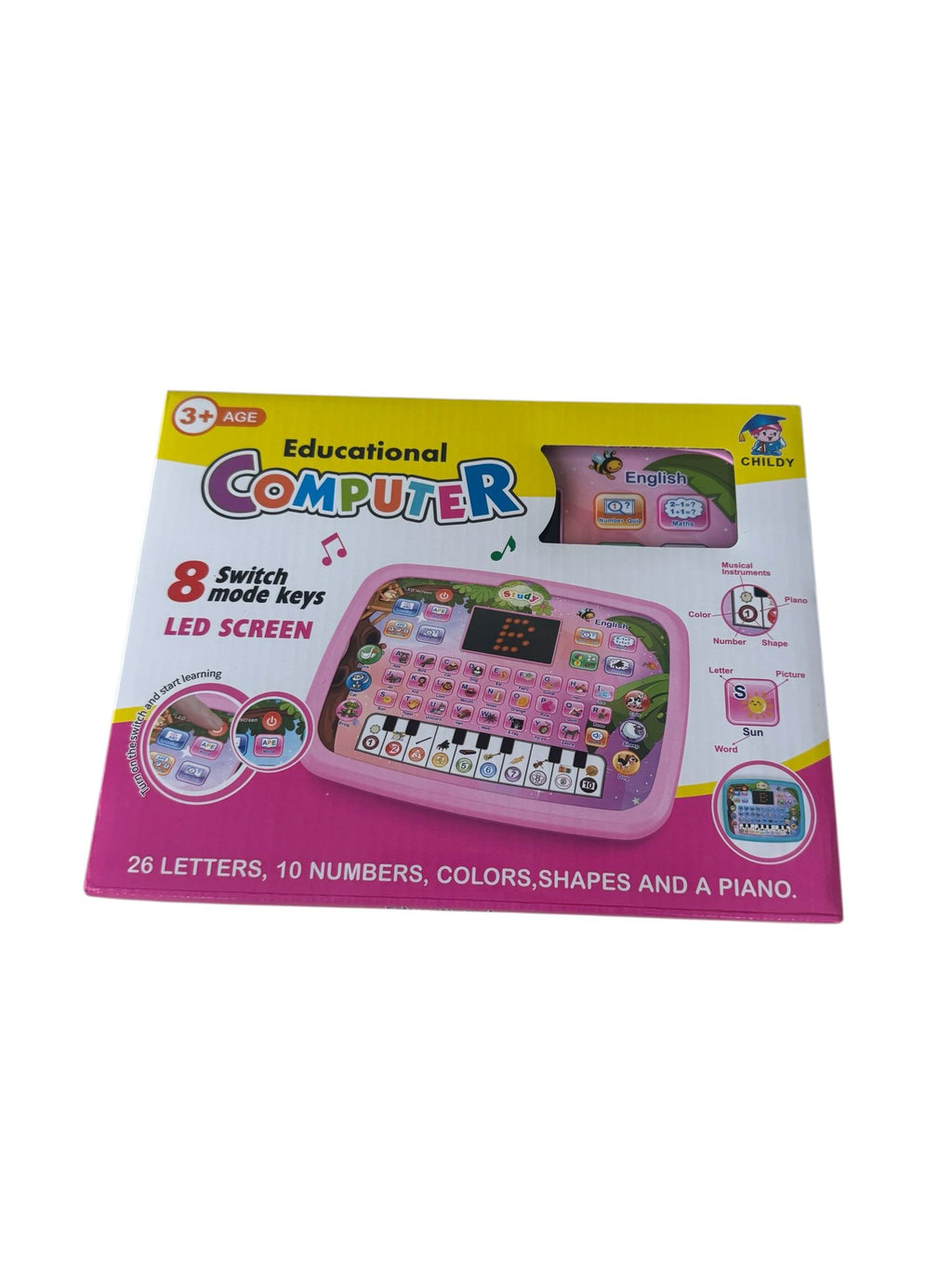 Tabletă educativă interactivă pentru copii, Educational Computer, 8 moduri de învățare, LED, pian și sunete, Roz