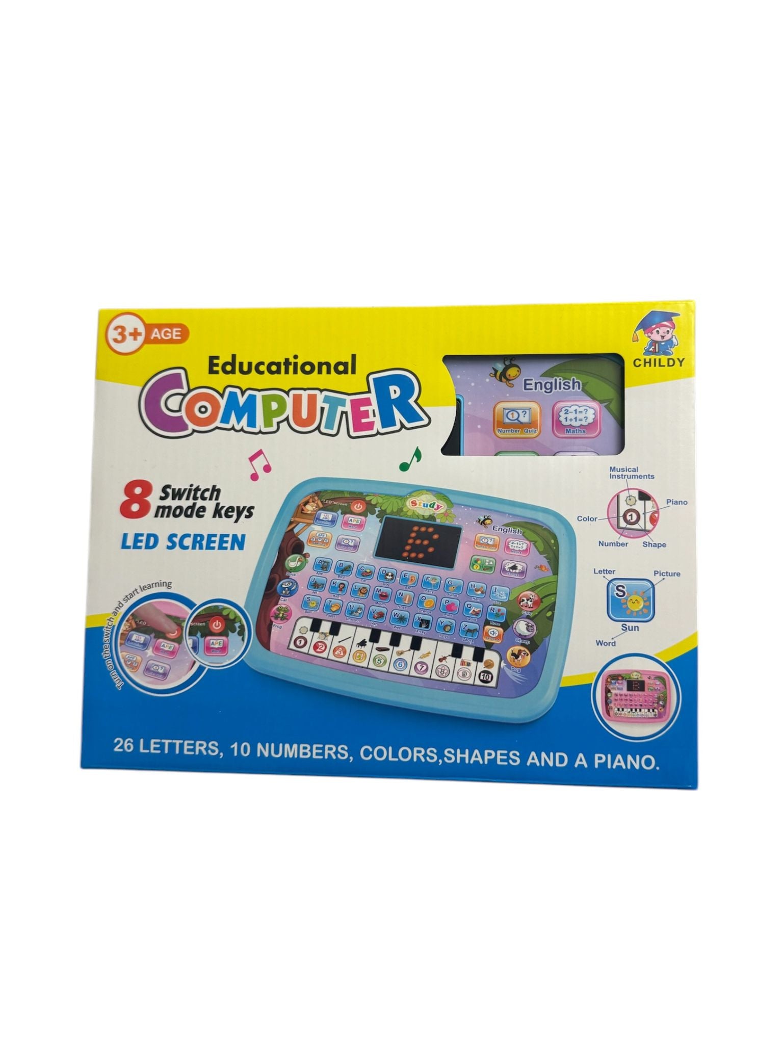 Tabletă educativă interactivă pentru copii, Educational Computer, 8 moduri de învățare, LED, pian și sunete, Albastru