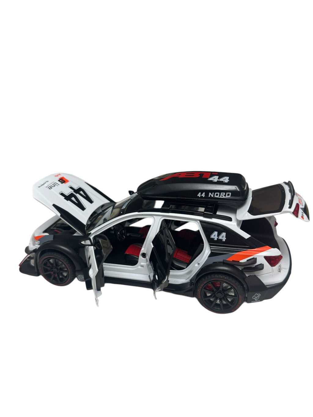 Mașină metalică, design model tip Audi, interactiv, lumini și sunet, Alb