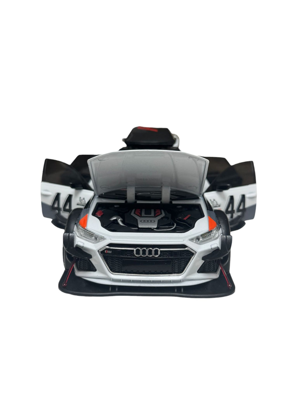Mașină metalică, design model tip Audi, interactiv, lumini și sunet, Alb