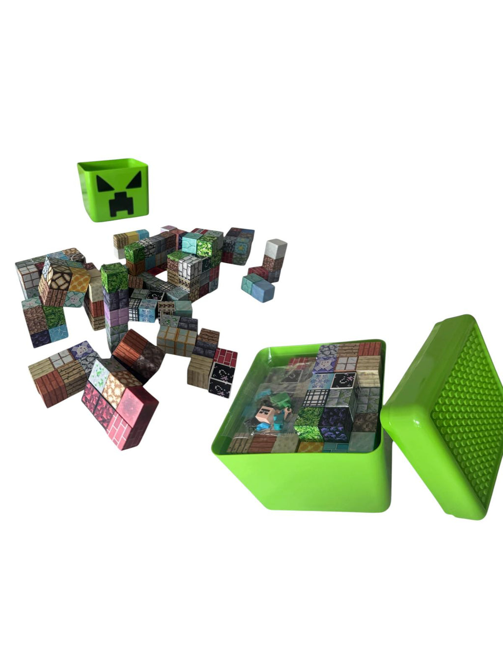 Set Construcție Magnetic 180 Piese, Cuburi Magnetice Tip Pixel, Cutie Depozitare Inclusă, Joc Educativ Creativ pentru Copii