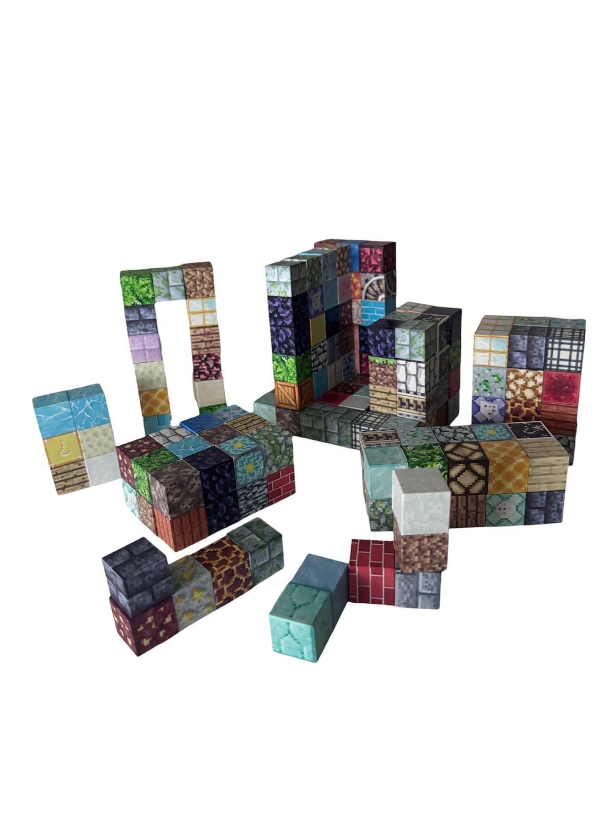 Set Construcție Magnetic 180 Piese, Cuburi Magnetice Tip Pixel, Cutie Depozitare Inclusă, Joc Educativ Creativ pentru Copii
