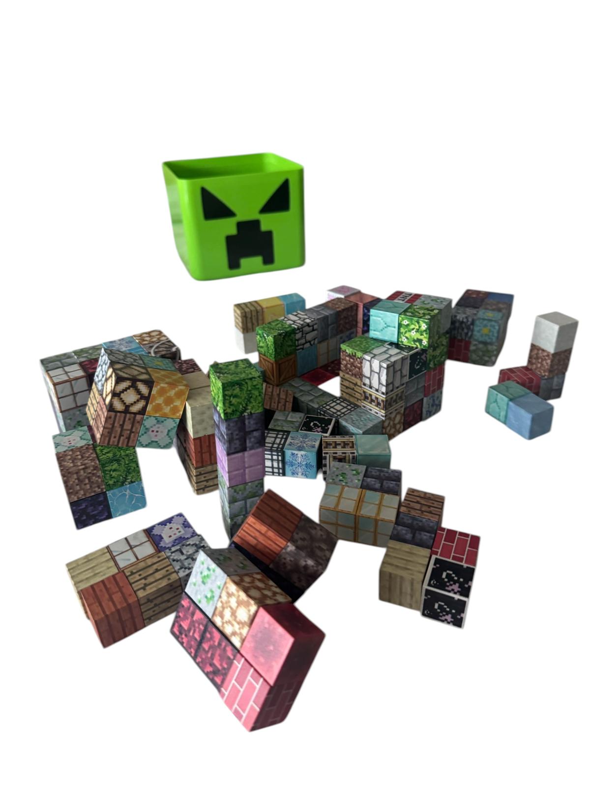 Set Construcție Magnetic 180 Piese, Cuburi Magnetice Tip Pixel, Cutie Depozitare Inclusă, Joc Educativ Creativ pentru Copii