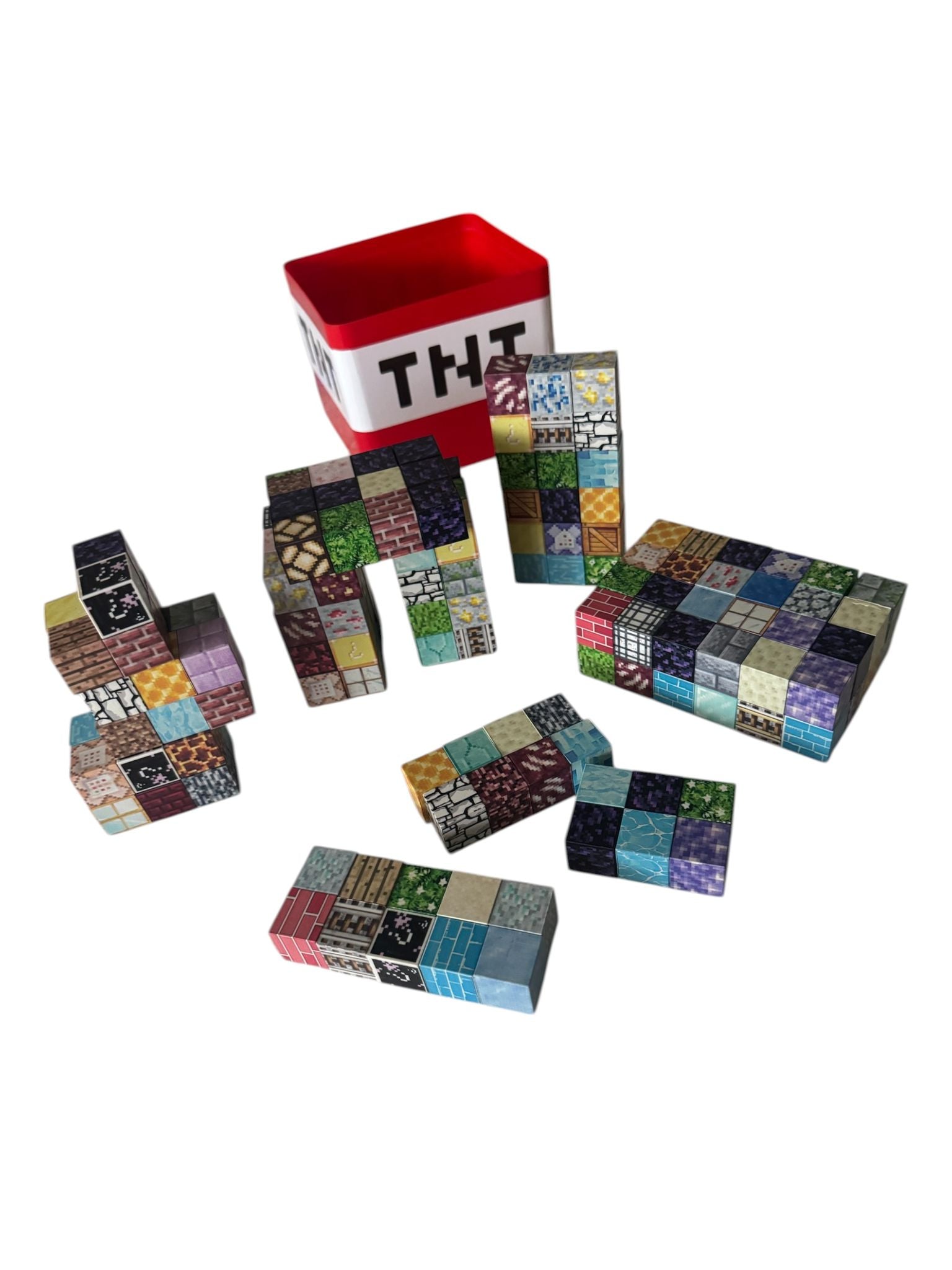 Set Construcție Magnetic 180 Piese, Cuburi Magnetice Tip Pixel, Cutie Depozitare Inclusă, Joc Educativ Creativ pentru Copii