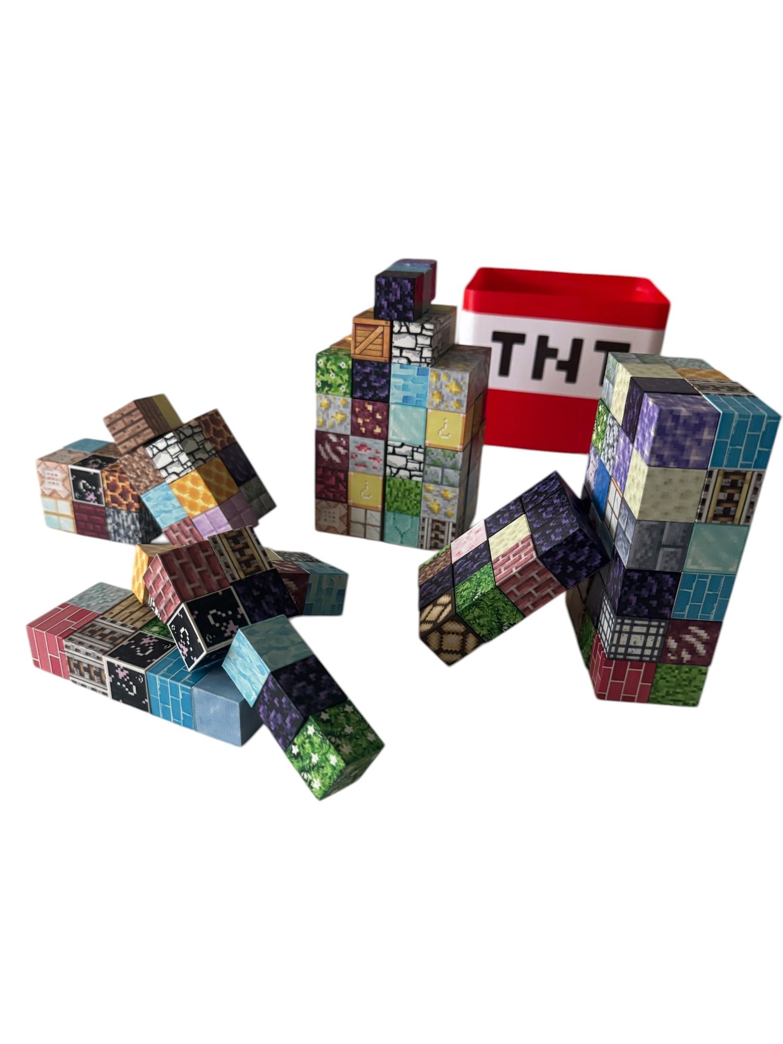 Set Construcție Magnetic 180 Piese, Cuburi Magnetice Tip Pixel, Cutie Depozitare Inclusă, Joc Educativ Creativ pentru Copii