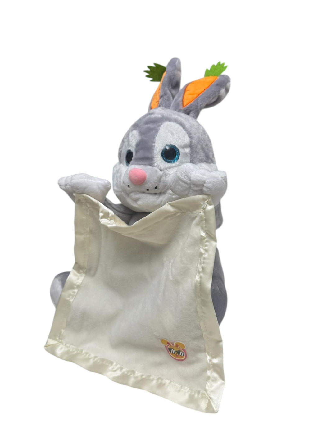 Iepuraș Interactiv de Plus cu Păturică, Cântă și Mișcă Pătura, Jucărie Animată pentru Copii, 34 cm