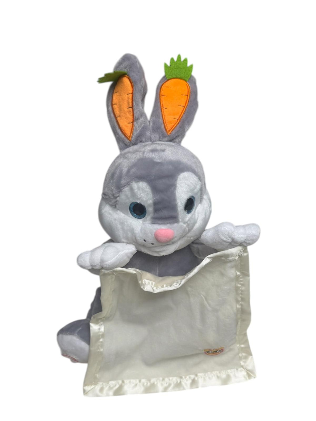 Iepuraș Interactiv de Plus cu Păturică, Cântă și Mișcă Pătura, Jucărie Animată pentru Copii, 34 cm