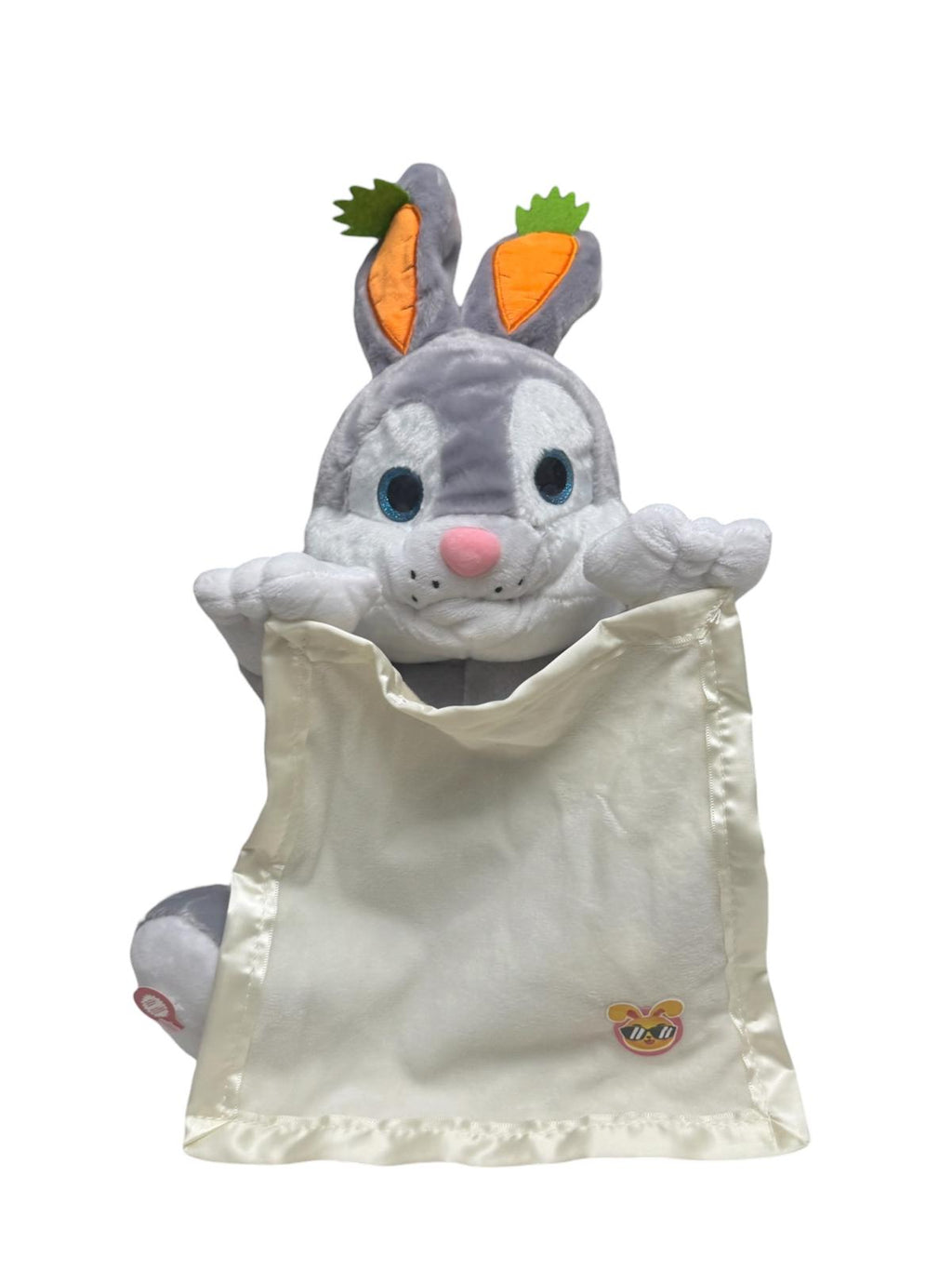 Iepuraș Interactiv de Plus cu Păturică, Cântă și Mișcă Pătura, Jucărie Animată pentru Copii, 34 cm
