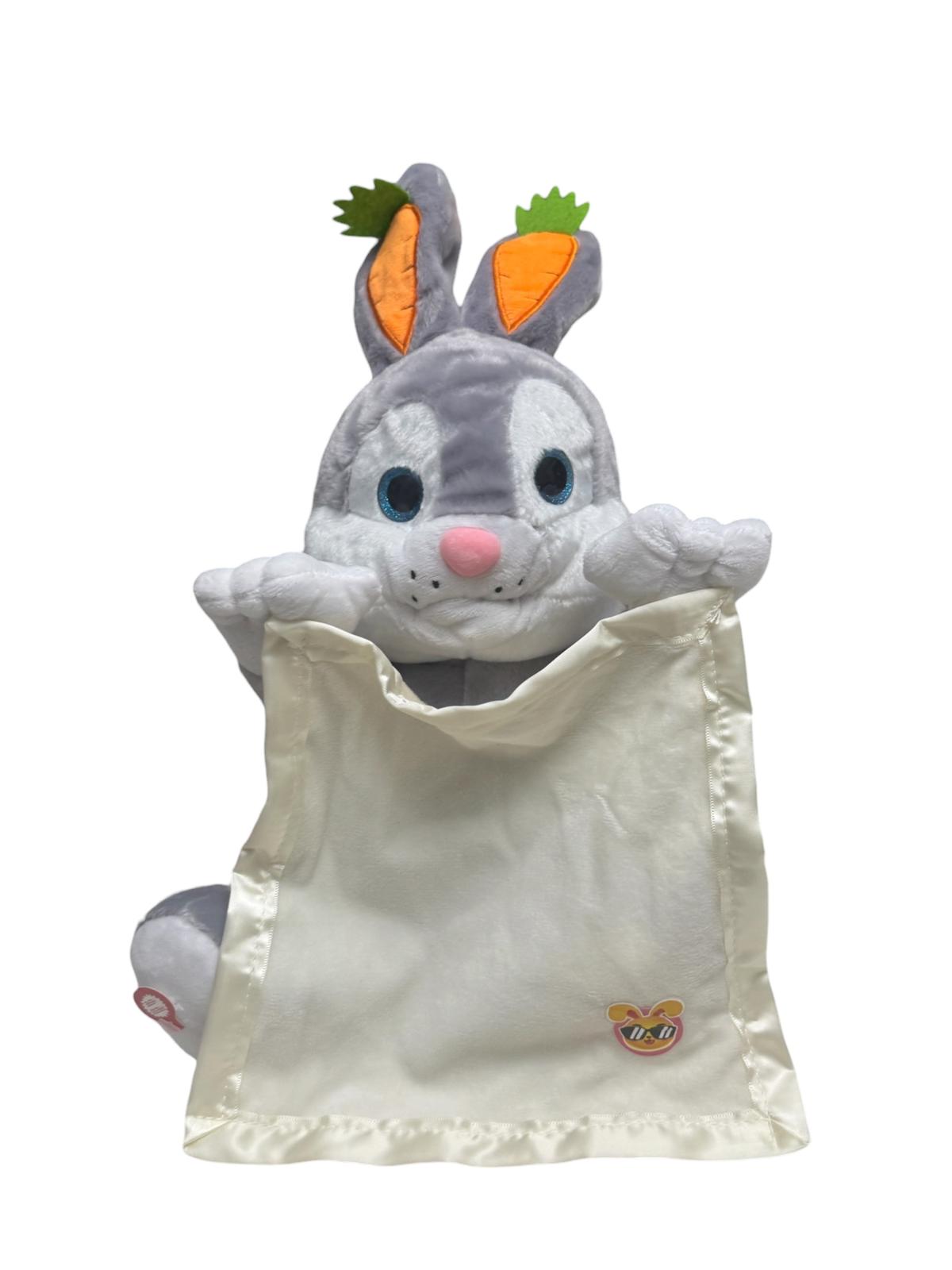 Iepuraș Interactiv de Plus cu Păturică, Cântă și Mișcă Pătura, Jucărie Animată pentru Copii, 34 cm