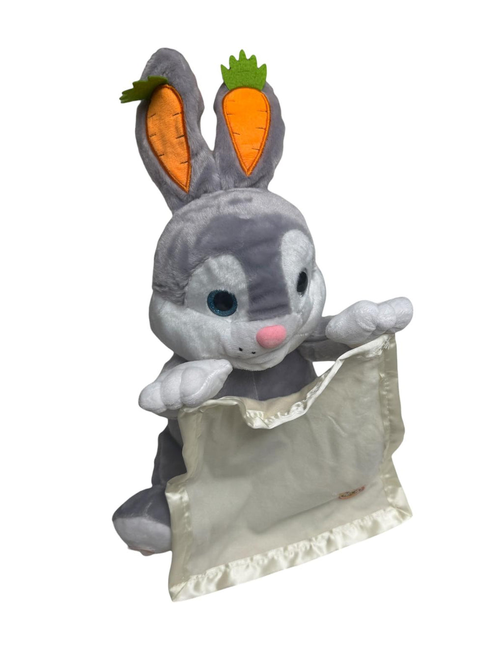 Iepuraș Interactiv de Plus cu Păturică, Cântă și Mișcă Pătura, Jucărie Animată pentru Copii, 34 cm