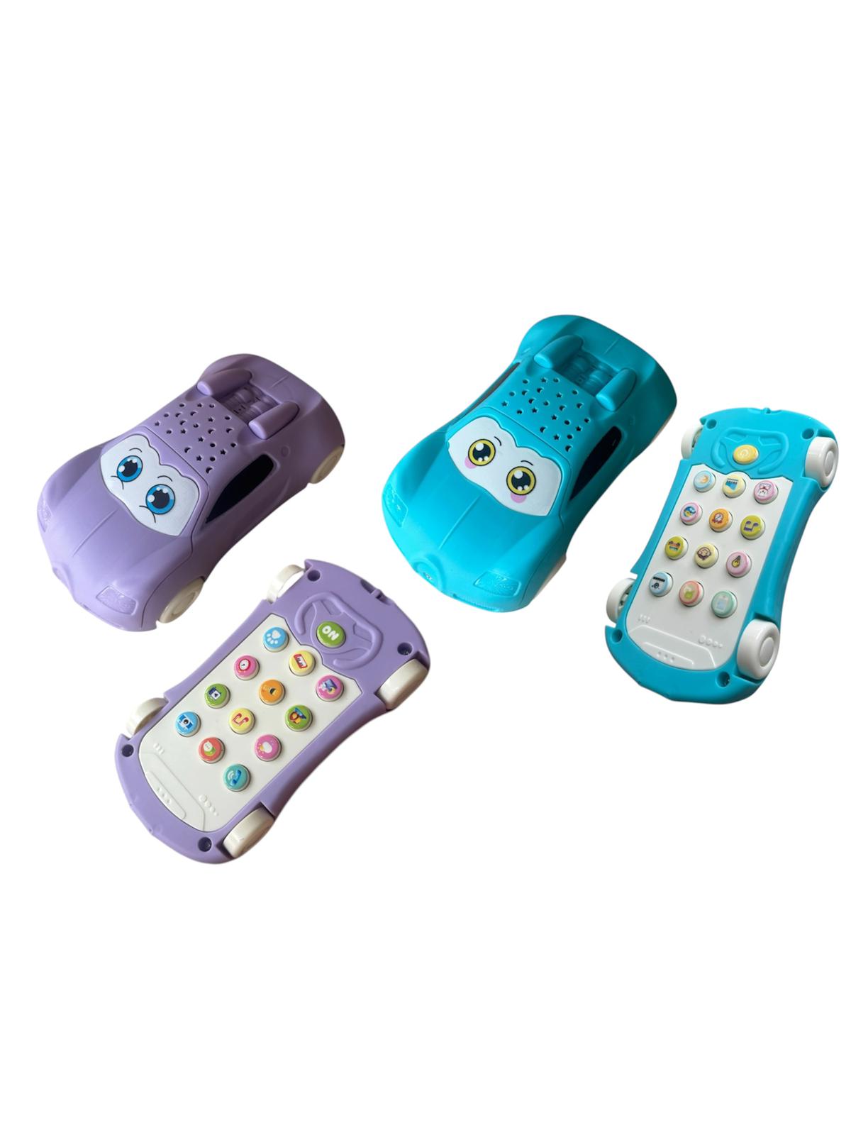 Set Interactiv 2 Mașinuțe Telefon cu Proiector, Sunete și Butoane Educative, Jucării Bebeluș