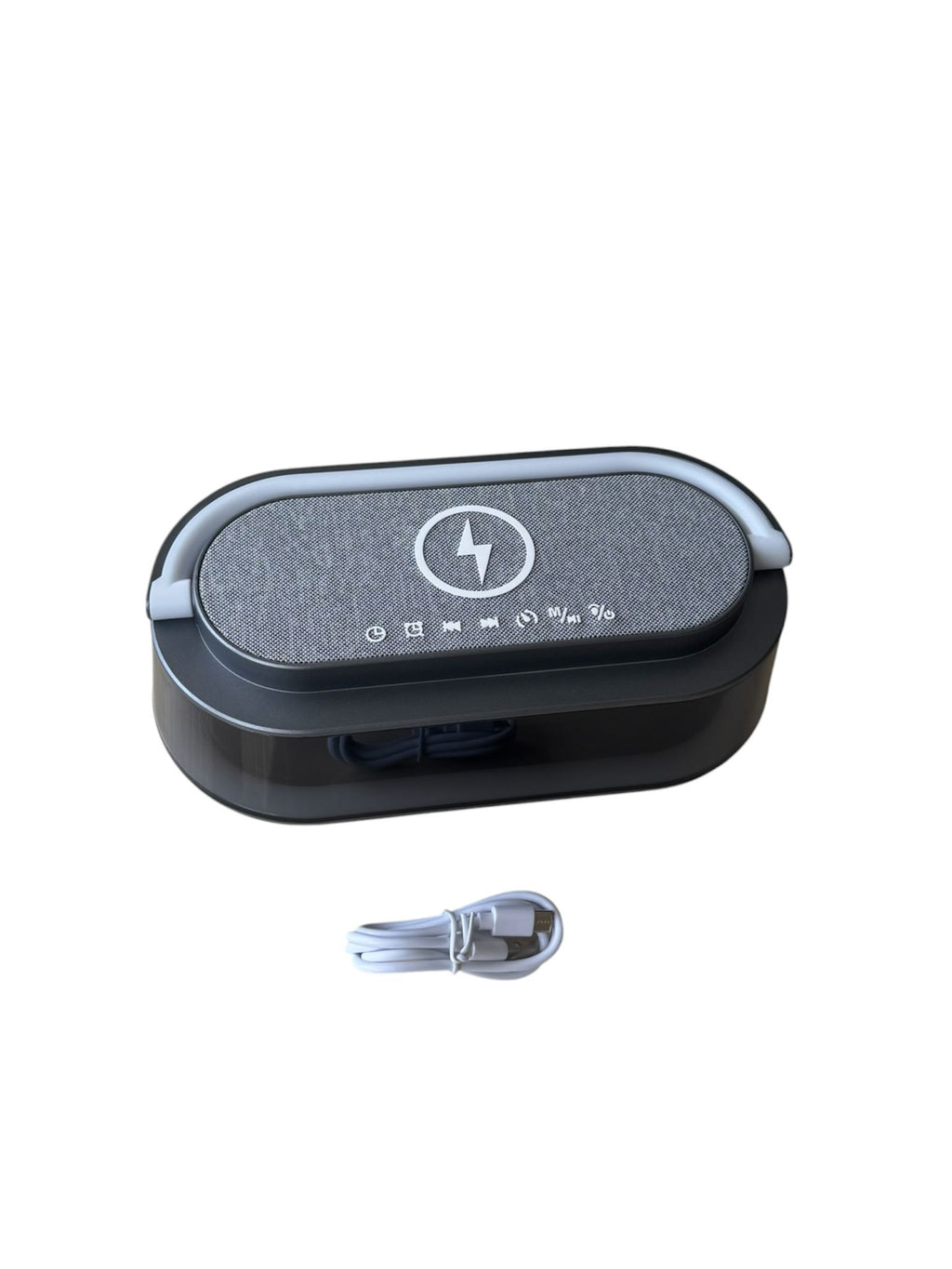 Boxă Portabilă Bluetooth, Încărcare Wireless 15W, RGB, Ceas și Alarmă, 10W, Pliabilă 180°