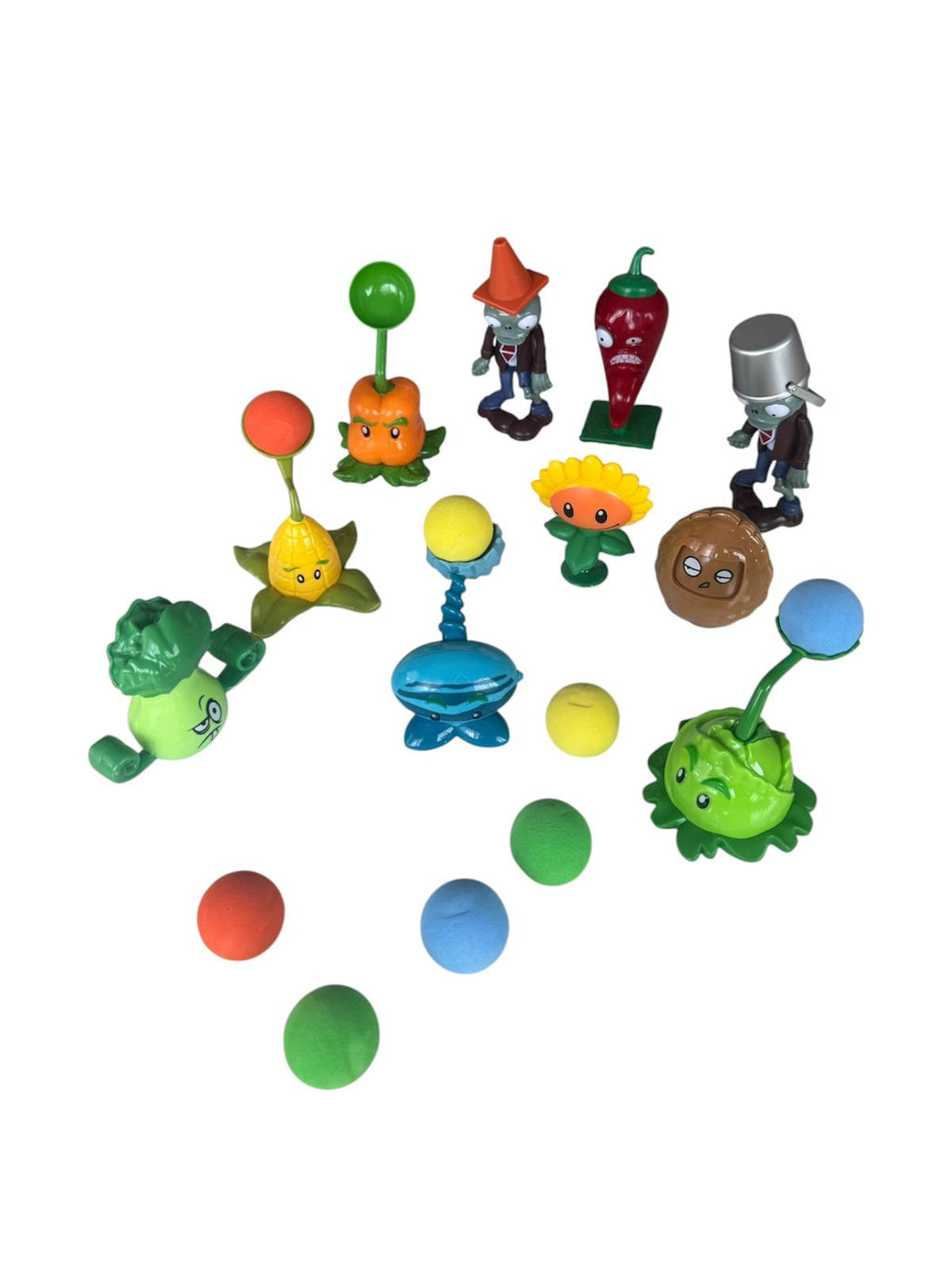 Set Figurine Model Tip Plants vs Zombies cu 10 Personaje și Mingi Spumă, Joc Interactiv, 3+ Ani