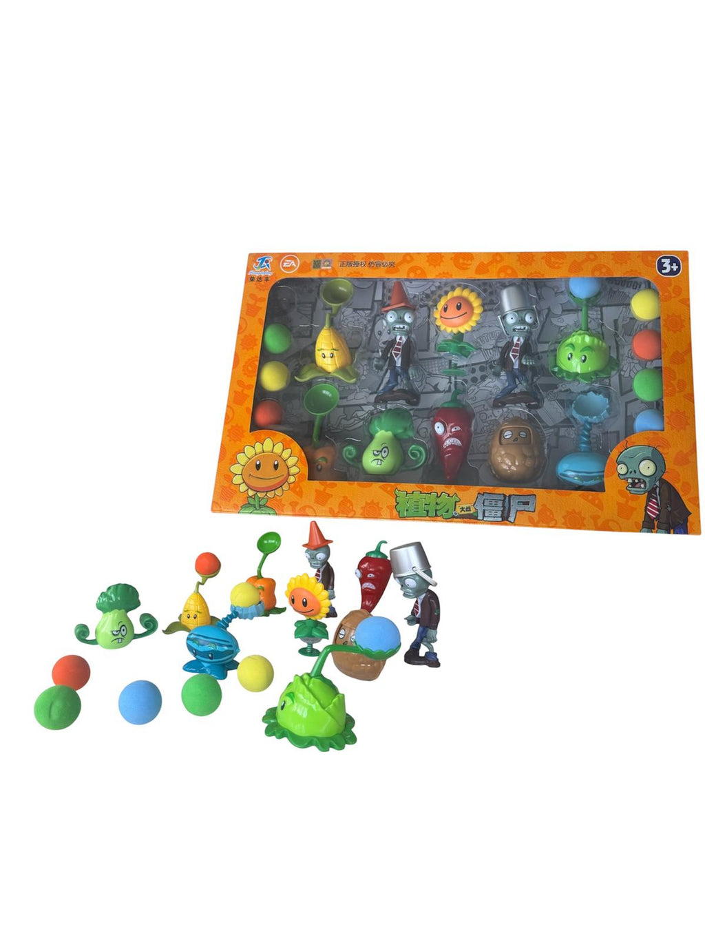 Set Figurine Model Tip Plants vs Zombies cu 10 Personaje și Mingi Spumă, Joc Interactiv, 3+ Ani