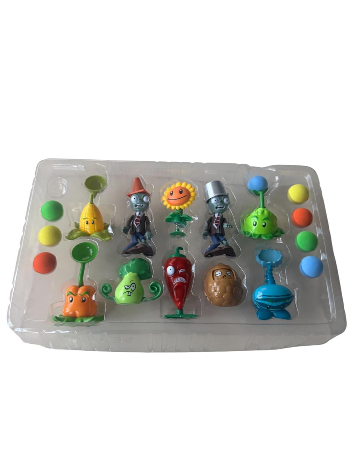 Set Figurine Model Tip Plants vs Zombies cu 10 Personaje și Mingi Spumă, Joc Interactiv, 3+ Ani