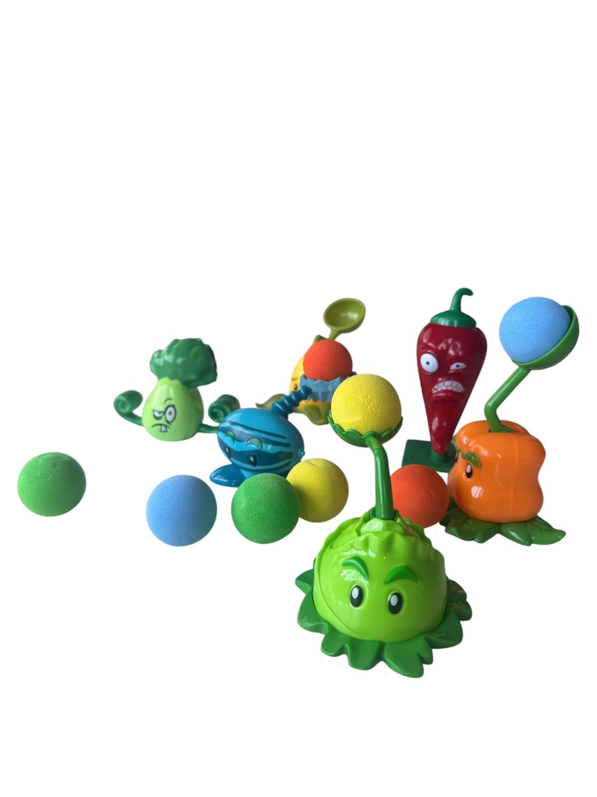 Set Figurine Model Tip Plants vs Zombies cu 10 Personaje și Mingi Spumă, Joc Interactiv, 3+ Ani