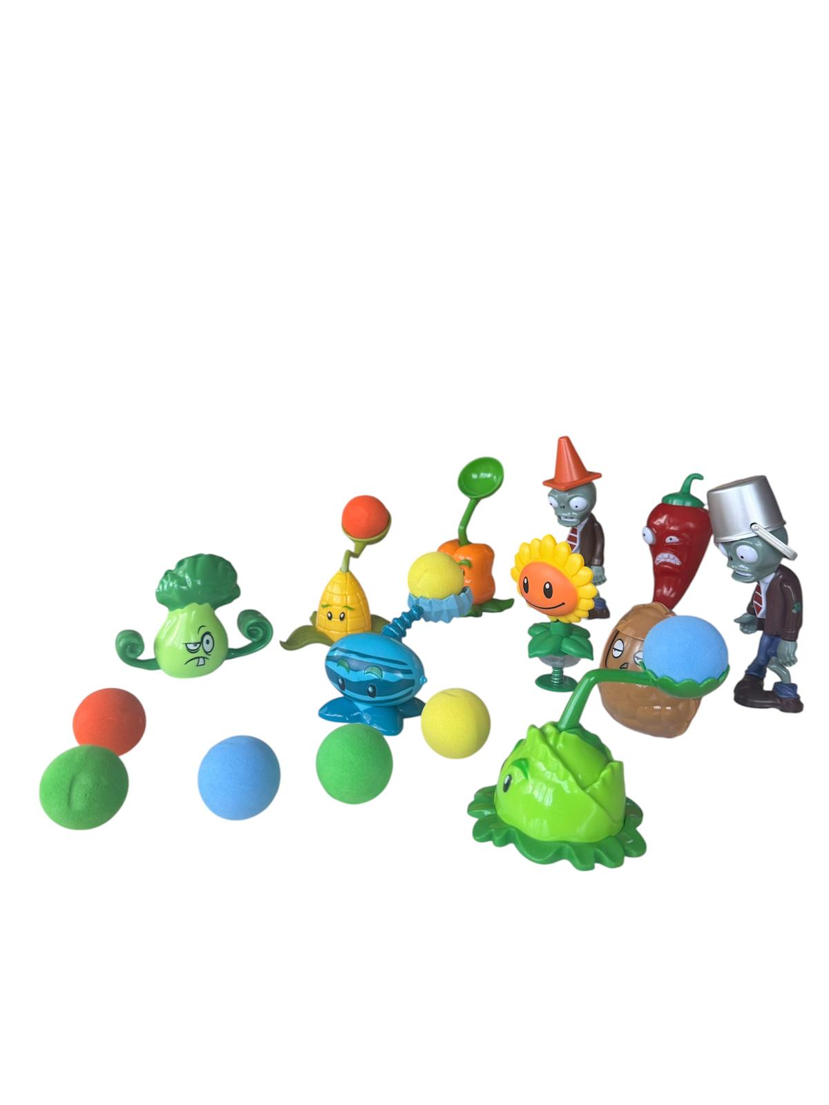 Set Figurine Model Tip Plants vs Zombies cu 10 Personaje și Mingi Spumă, Joc Interactiv, 3+ Ani