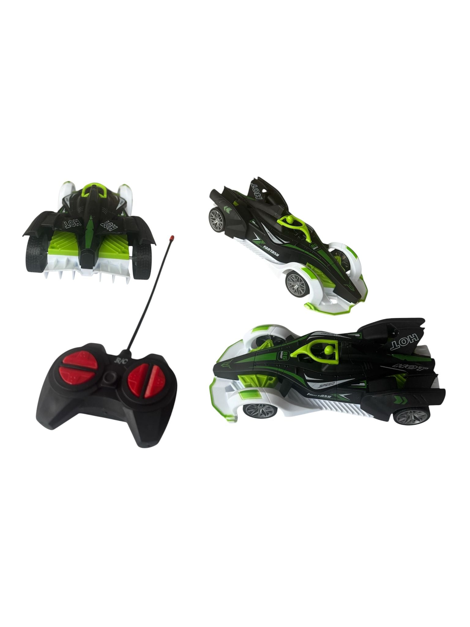 Mașină de Curse cu Telecomandă Sport Racer, Lumini, Direcție Reglabilă, 3+ Ani, Verde și Negru
