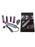 Perie Rotativă cu Aer Cald 5 în 1, Hot Air Styler, 1000W, 4 Accesorii, Ondulator și Uscare, Roz/Gri