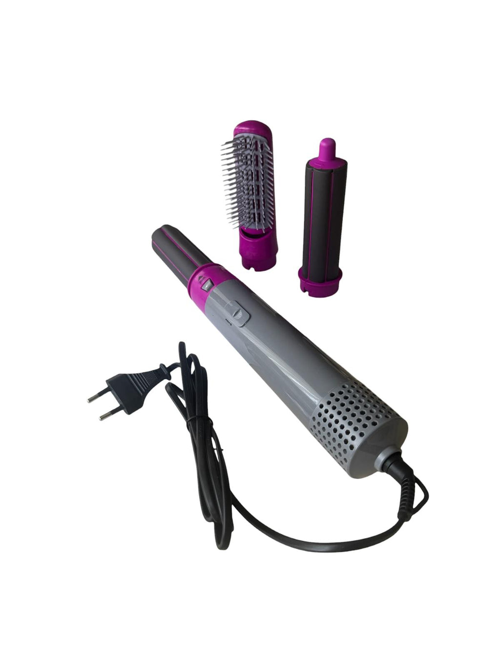 Perie Rotativă cu Aer Cald 5 în 1, Hot Air Styler, 1000W, 4 Accesorii, Ondulator și Uscare, Roz/Gri