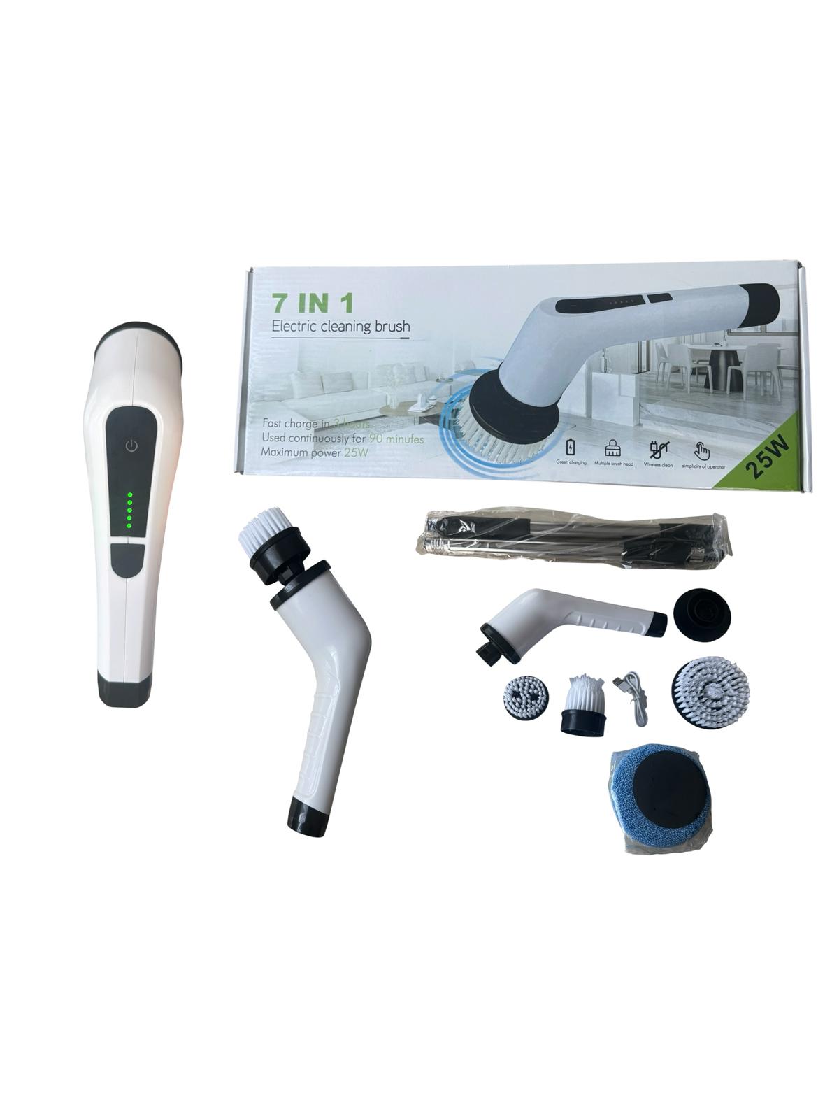 Perie electrică rotativă de curățare 7 în 1, reîncărcabilă, cu accesorii multiple și brațe extensibile
