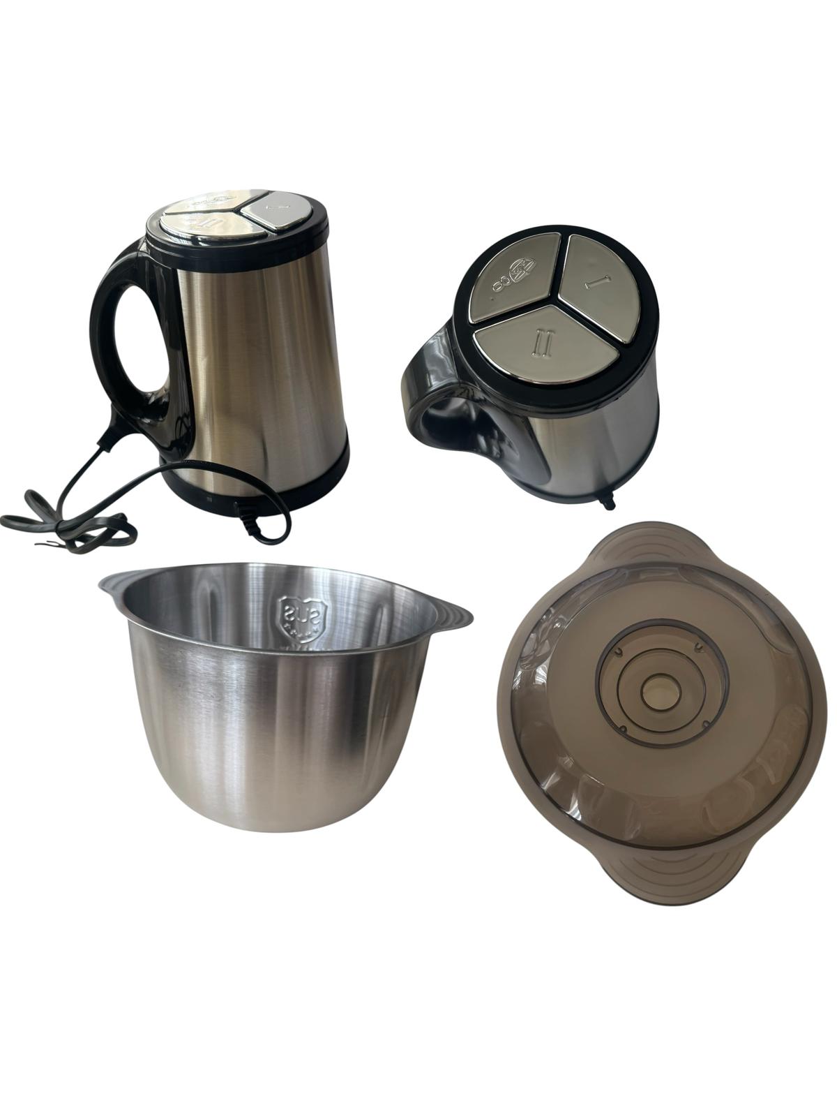 Tocator Electric 5L, 1000W, Bol Inox, Multifuncțional pentru Carne, Legume și Fructe, 3 Trepte Viteză