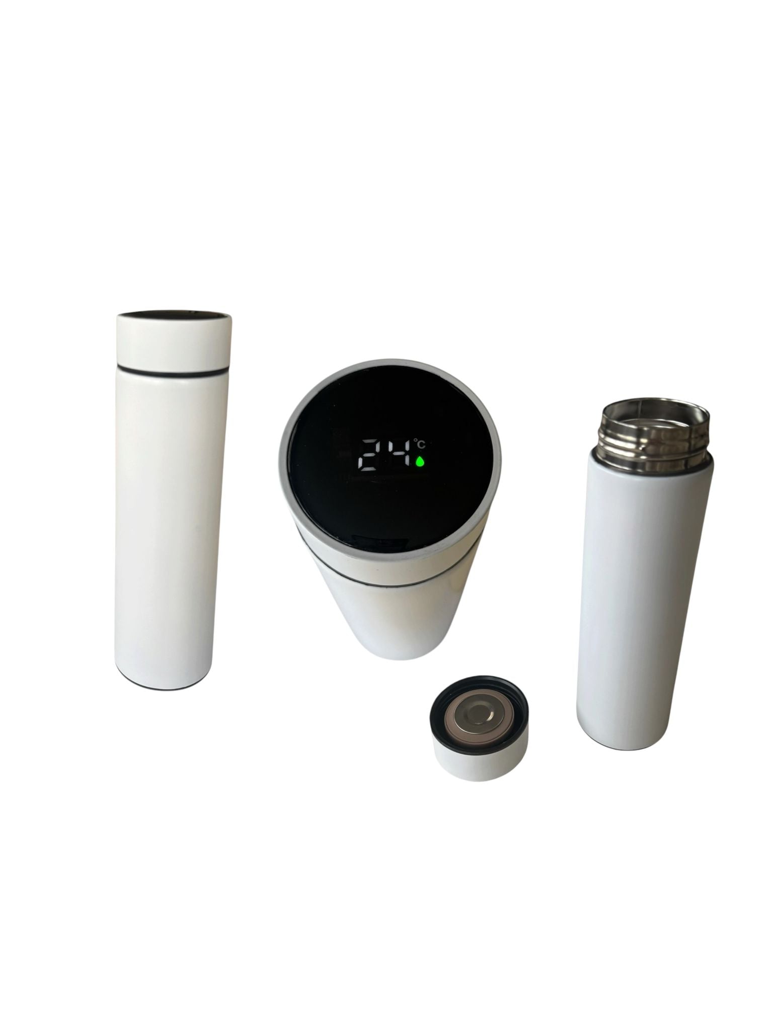 Termos Inteligent 500 ml cu Display LED Temperatură, Inox 304, Smart Cup, Alb