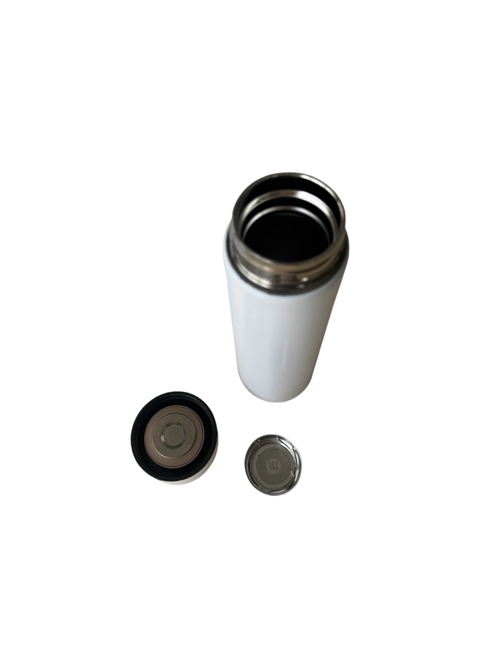 Termos Inteligent 500 ml cu Display LED Temperatură, Inox 304, Smart Cup, Alb