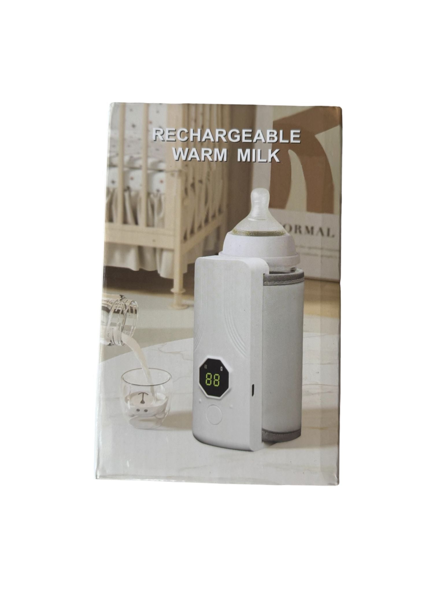 ncălzitor Portabil pentru Biberoane cu Baterie Reîncărcabilă, Display LED, Reglaj Temperatură 37-55°C, USB, Alb