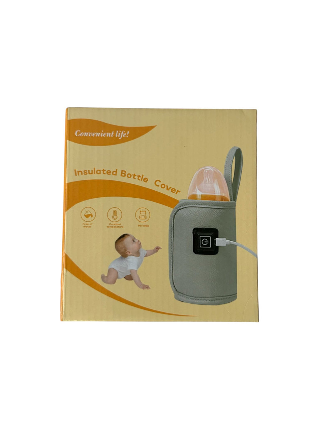 Încălzitor Portabil pentru Biberoane USB, Husă Termică Reglabilă, 3 Trepte Temperatură 40-60°C, Compatibil Universal, Gri